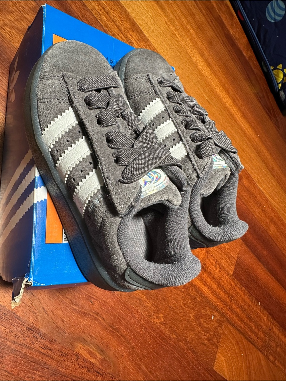 Kids Gray Suede Sneakers with White Stripes